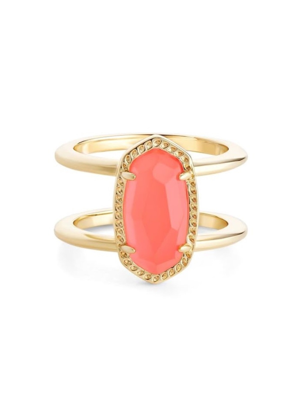 Kendra Scott Elyse Gold Double-Band Ring Coral Illusion